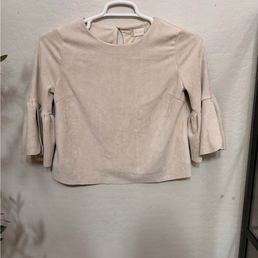 Altar'd State Soft Beige Bell-Sleeve Blouse